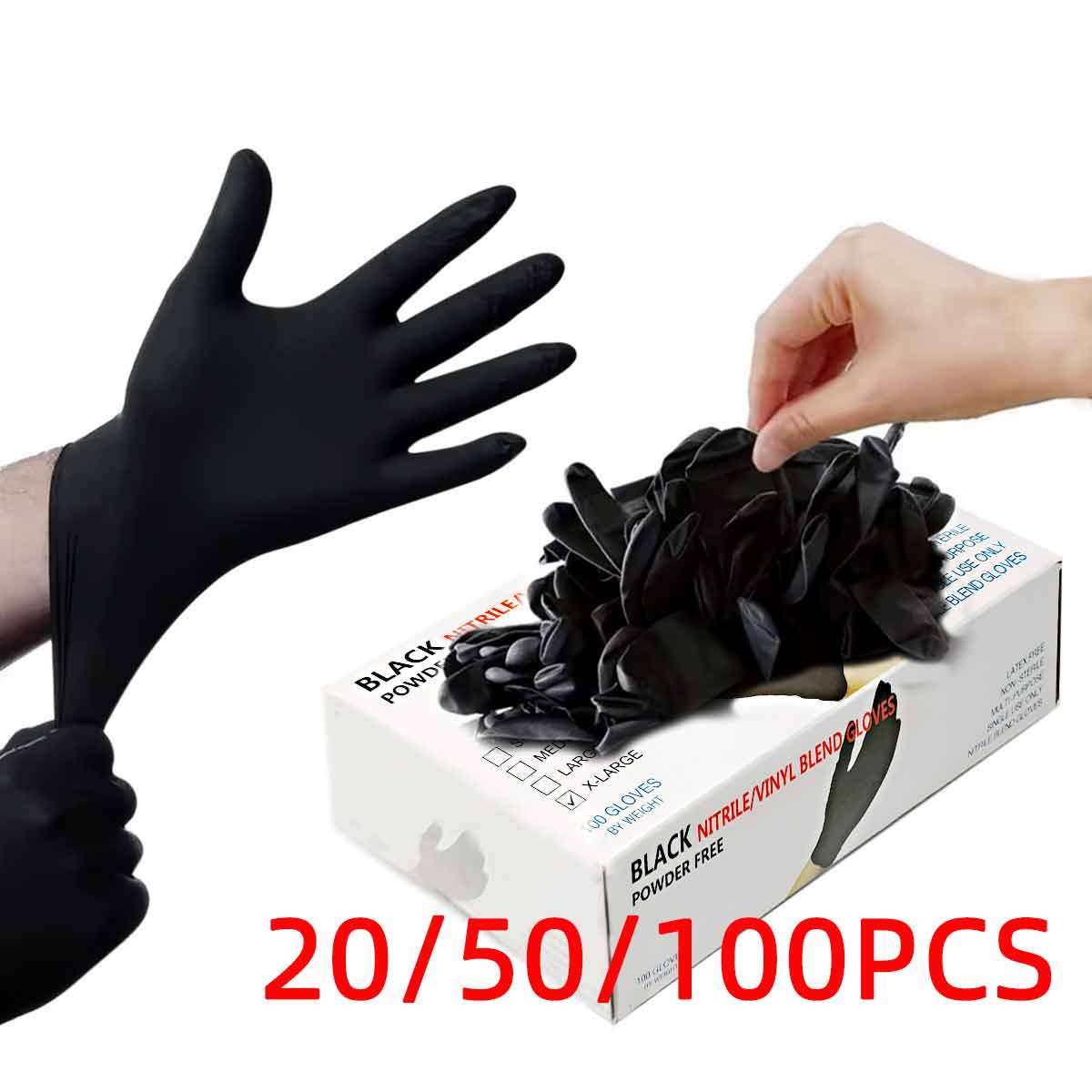 Rubber Glove Cleaning - Gants en vinyle noir, gants jetables