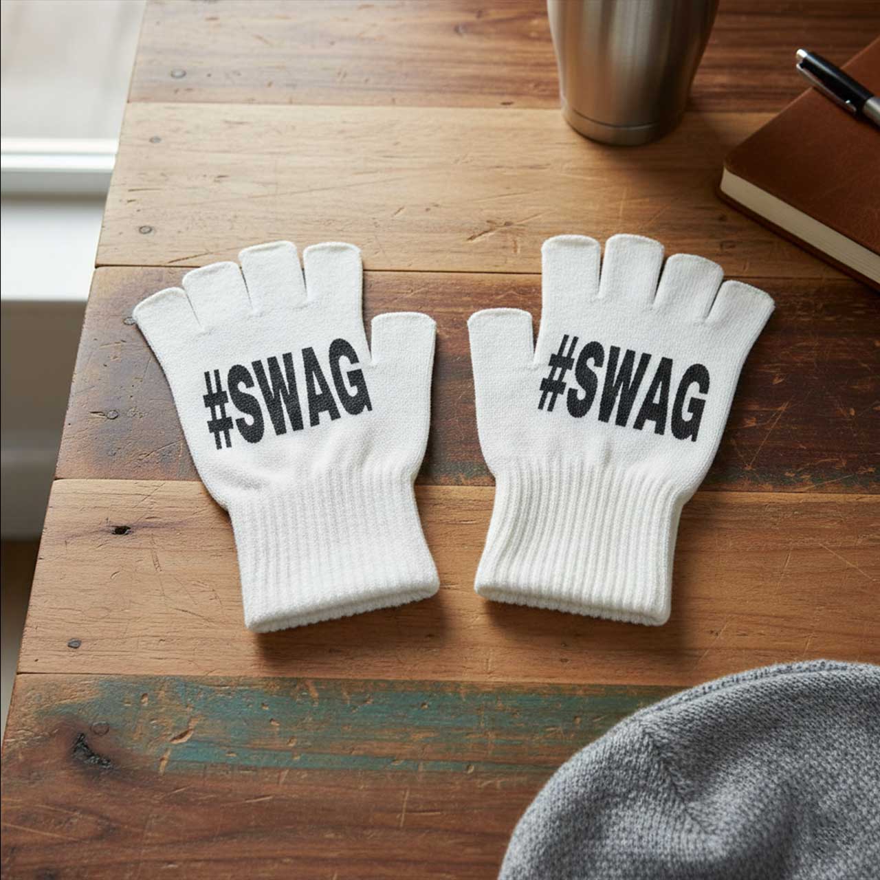 Fingerless Glove Knit - Gants sans doigts unisexes, tricotés, à
