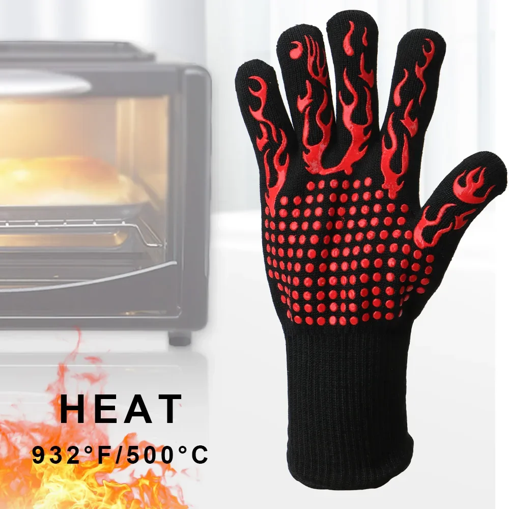 Oven Mitt Silicone - Gants de barbecue antidérapants ignifuges, gants
